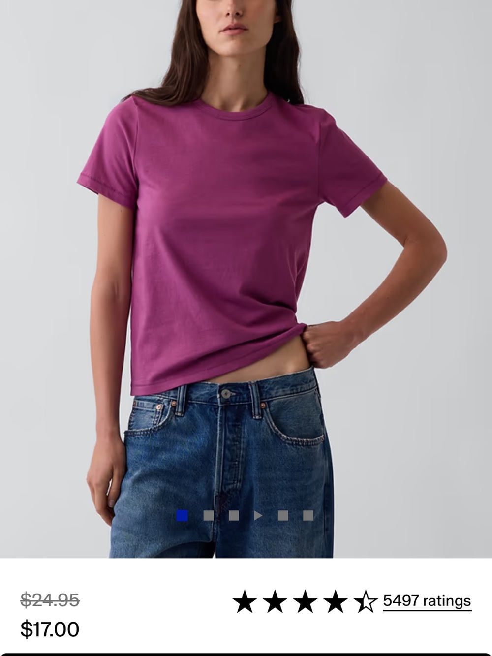 GAP Short Sleeve Vintage Crew Tee in Magenta Pink